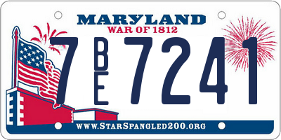 MD license plate 7BE7241