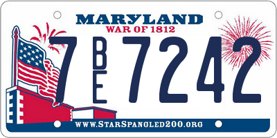 MD license plate 7BE7242