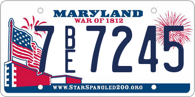 MD license plate 7BE7245
