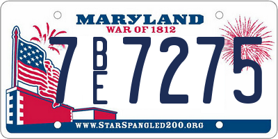 MD license plate 7BE7275