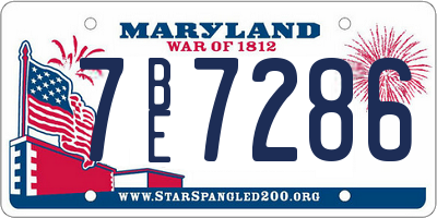 MD license plate 7BE7286