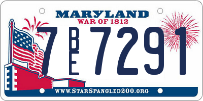 MD license plate 7BE7291
