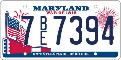 MD license plate 7BE7394