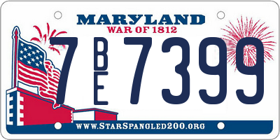 MD license plate 7BE7399