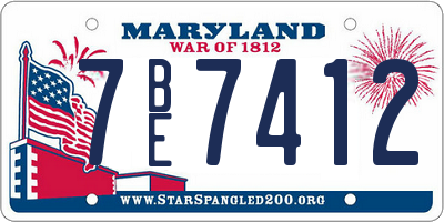 MD license plate 7BE7412