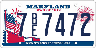 MD license plate 7BE7472
