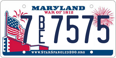 MD license plate 7BE7575