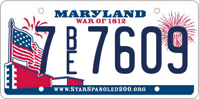 MD license plate 7BE7609