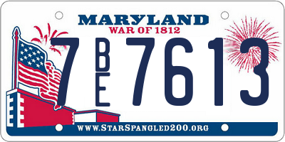 MD license plate 7BE7613