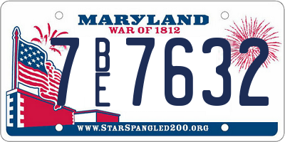 MD license plate 7BE7632