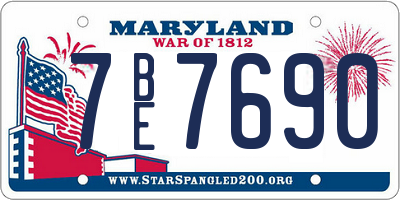 MD license plate 7BE7690