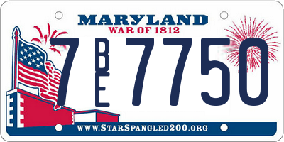 MD license plate 7BE7750