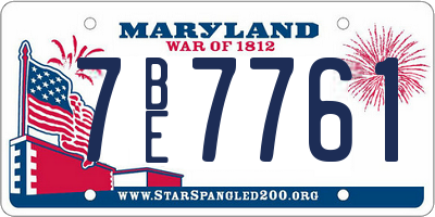 MD license plate 7BE7761