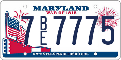 MD license plate 7BE7775