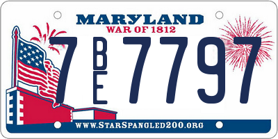 MD license plate 7BE7797