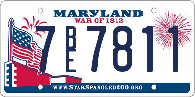 MD license plate 7BE7811