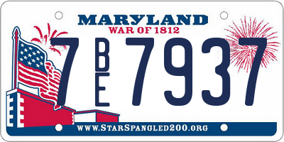 MD license plate 7BE7937