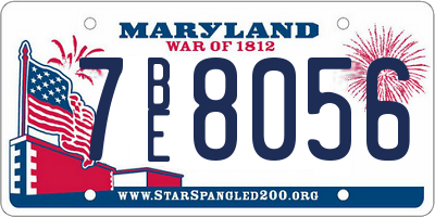 MD license plate 7BE8056