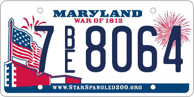 MD license plate 7BE8064