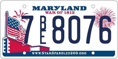 MD license plate 7BE8076