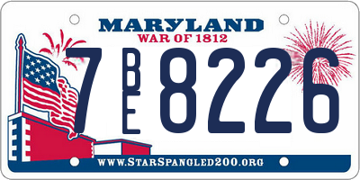 MD license plate 7BE8226