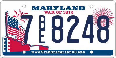 MD license plate 7BE8248