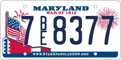 MD license plate 7BE8377