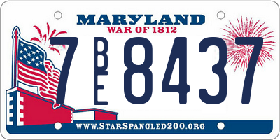 MD license plate 7BE8437