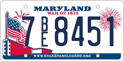 MD license plate 7BE8451