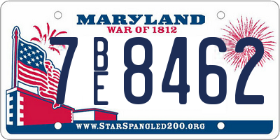 MD license plate 7BE8462