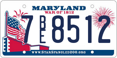 MD license plate 7BE8512