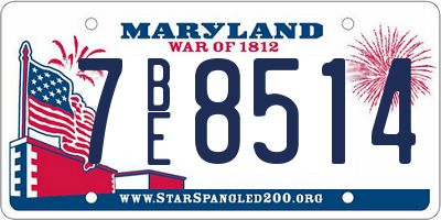 MD license plate 7BE8514