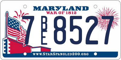 MD license plate 7BE8527