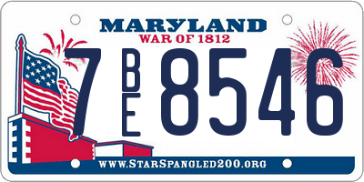 MD license plate 7BE8546