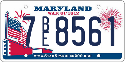 MD license plate 7BE8561