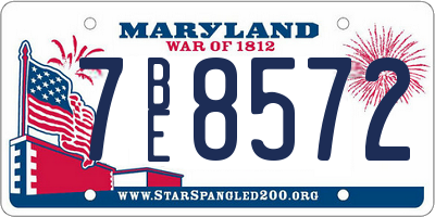 MD license plate 7BE8572