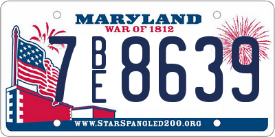 MD license plate 7BE8639
