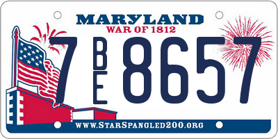 MD license plate 7BE8657
