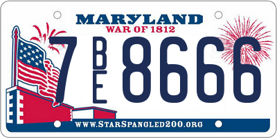 MD license plate 7BE8666