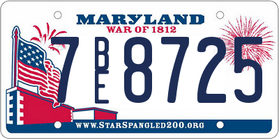 MD license plate 7BE8725