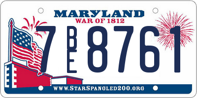 MD license plate 7BE8761