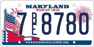 MD license plate 7BE8780