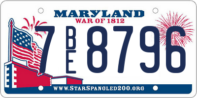 MD license plate 7BE8796
