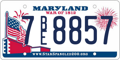 MD license plate 7BE8857