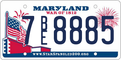 MD license plate 7BE8885
