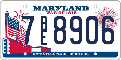 MD license plate 7BE8906