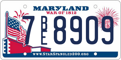 MD license plate 7BE8909