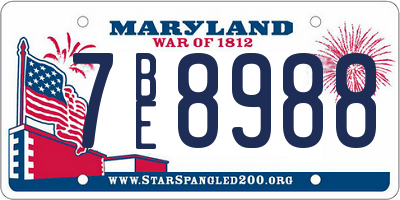 MD license plate 7BE8988