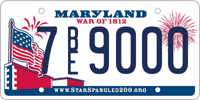 MD license plate 7BE9000
