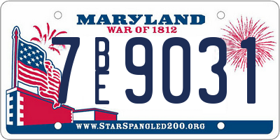 MD license plate 7BE9031